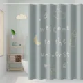 Waterproof fabric shower curtain with cute universe doodle print for modern bathroom decor main - Width 120 x Height 180 + Telescopic Rod + Water Retaining Strip / Peaceful Night Thickened
