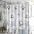 Waterproof mildew-resistant thickened shower curtain detail featuring elegant dandelion print. - H-0957
