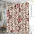 Waterproof floral shower curtain, vintage paisley fabric bathroom partition curtain. - H-0959