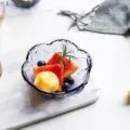 Creative Japanese style floral glass bowl for serving delicious fruit salads and sweet desserts. - Purple + Spoon