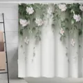 Rideau de douche en tissu imperméable avec imprimé de vigne florale suspendue pour salle de bain. - 180*180 Seul Rideau de Douche avec Crochets 380g / YL314