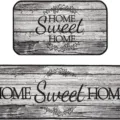 Kitchen Floor Mat Set Non-Slip Absorbent Flannel Rug Home Sweet Home Wood Grain Design - 43 x 60 + 43 x 120 cm / Home Sweet Home Print