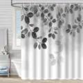 Rideau de douche imperméable en polyester avec joli motif de feuilles noires pour le bain. - 180*180 Seul Rideau de Douche avec Crochets 380g / yj-981