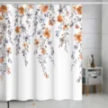 Rideau de douche imperméable avec motif de vigne florale aquarelle élégant pour la salle de bain. - 180*180 Seul Rideau de Douche avec Crochets 380g / yj-942