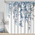 Rideau de douche floral imprime numerique en polyester imperissable pour salle de bain - 180*180 Seul Rideau de Douche avec Crochets 380g / Q121
