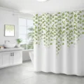 Rideau de douche botanique imperméable avec motif de feuilles vertes pour déco de salle de bains. - 180*180 Seul Rideau de Douche avec Crochets 380g / 43