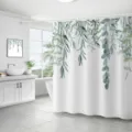 Rideau de douche imperméable en tissu avec motif végétal botanique pour votre belle salle de bain. - 180*180 Seul Rideau de Douche avec Crochets 380g / 57