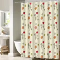 Waterproof fabric shower curtain with hand-drawn floral tulip pattern for modern bathroom decor. - 90*180 / H-0704 Beige Tulips