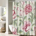 Waterproof vintage floral shower curtain, mildew resistant bathroom curtain for home decor. - H-0707 Pink Floral