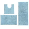 Hellblaue Chenille Badteppich Set 3 Stk saugfähig rutschfeste WC Badematten Heimdekoration - Standard Set Größe / Hellblau