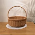 Woven picnic basket detail showing dimensions, height 31cm, bottom diameter 23cm, medium size. - Medium Round Watermelon Blue