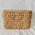 Woven storage basket with lid and handles, natural straw material for home organization. - 40x16.5x26cm / Light Coffee Imitation Rattan With Lid
