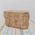 Cesta de almacenamiento tejida de pasto marino con tapa organizador para bocadillos y otros - Jacinto de Agua Color Primario Con Tapa