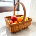 Woven picnic basket for fruit storage shopping outdoor use portable organizer - Rectangular Pumpkin Basket Medium
