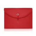 Red leather A4 document folder file bag with metal ring closure main product view front - Red 13 Pockets