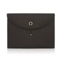 Dark brown leather A4 document folder envelope bag with metal ring cord closure for office use. - Brown 13 Pockets
