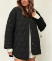 Chaqueta acolchada negra mujer cuello redondo abrigo informal otoño invierno estilo variante - S / Negro
