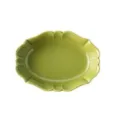 Retro Japanese wavy ceramic oval baking dish green dinner plate salad serving bowl - Large / 21x16x5cm / Green