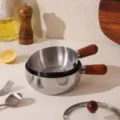 Stainless steel mini pot with wooden handle, versatile instant noodle bowl and small milk pan. - Ramen Pot 14cm