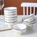 Set 10 ciotole di riso in ceramica 4,5 pollici motivo loto stoviglie da cucina e tavola - Ciotola Europea Casa Costiera