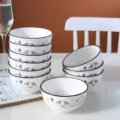 Set di 10 ciotole di riso in ceramica, set di stoviglie con paesaggio cinese da 4,5 pollici. - Ciotola Europea Paesaggio Pittoresco