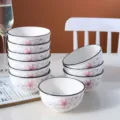 Set van 10 keramische rijstkommen van 4,5 inch voor thuisgebruik, elegant bloemmotief. - 4.5 Inch 4 Stuks / Elegante Geur Europese Kom