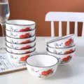 4.5 inch keramische rijstkommen 10 stuks, traditioneel bloemen porseleinen servies voor thuis. - 4.5 Inch 4 Stuks / Bloeiende Rijkdom Europese Kom