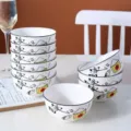Set 10 Ciotole di Riso in Ceramica 4.5 Pollici stoviglie Stile Cinese Calligrafia - Ciotola Europea Pranzo a Casa