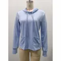 Womens long sleeve hooded sweatshirt casual solid color hoodie with pockets for autumn daily wear. - S / Tops / Sky Blue