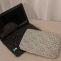 Quilted floral laptop sleeve detail shot, cute soft padded protective case for 14 inch computer. - 14" / White Orchid
