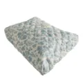 Quilted floral cosmetic bag, large capacity portable makeup storage pouch for travel and daily use - Quilted Cosmetic Bag White Base Blue Orchid Medium