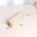 Detailed view of minimalist corduroy makeup pouch, 22x7x5cm portable storage bag. - Milky White Corduroy Small Cosmetic Bag