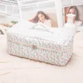 Quilted floral makeup bag with handle and zipper, portable travel storage bag for hair tools. - Purple Peacock Multifunctional Hair Care Makeup Storage