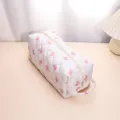Quilted cosmetic bag with pink bow print, portable travel storage pouch for hair dryer. - Pink Bow Floral Styling Handbag