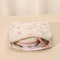 Quilted makeup bag with cute pink bow pattern, large capacity travel cosmetic storage pouch. - Pink and White Bow Quilted Clutch Cosmetic Bag