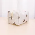 Quilted cosmetic bag with cute bear and polka dot pattern, large capacity zipper travel pouch. - Pillow Bag / Cream Polka Dot Bear Pillow Bag