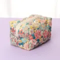 Soft quilted floral makeup bag, portable travel cosmetic pouch with secure zipper closure. - Quilted Branch Floral Square Bag