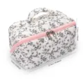 Quilted Floral Cosmetic Bag Portable Toiletry Organizer Large Capacity Pouch With Handle - Black Floral