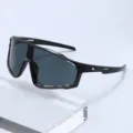 Black sports cycling sunglasses, outdoor windproof anti-UV sun glasses for men and women. - Matte Black Frame Grey Lens