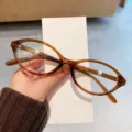 Retro Schildpatt ovale Brille mit Perlen Dekor, Blaulichtfilter fur Damen Modell. - Transparent Tee Rahmen
