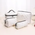 Quilted polka dot cosmetic bag set, portable storage pouch for travel and daily organization. - Set of 3 (S/M/L) / Classic Black White Polka Dot
