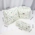 Quilted floral cosmetic bag set, portable travel makeup pouch, storage organizer trio. - Medium 25X18X7 / Quilted Padded Makeup Bag Large Capacity Gourd Flower