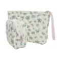 Quilted floral cosmetic bag set, portable makeup pouch and toiletries organizer for travel. - Gourd Flower Two-Piece Cosmetic Bag Set