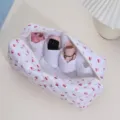 Quilted hair dryer storage bag with inner compartments, portable travel organizer case. - Cherry Curling Wand Storage Bag