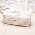 Detailed view of the floral quilted cosmetic bag, portable travel storage pouch close up. - Purple Patchwork Multifunctional Hair Care Makeup Storage