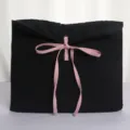 Black quilted laptop sleeve with pink bow strap, ballet core style tablet case for women. - 14 Inch Large (34x27cm) / Black