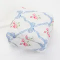 Quilted portable makeup bag floral aesthetic toiletry storage pouch aesthetic daily cosmetic case - Blue Butterfly Floral Small Square Cosmetic Bag