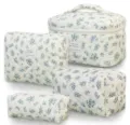 Quilted cosmetic bag set, floral makeup storage pouch, travel portable toiletry organizer. - Large 23X15X5cm / Hulu Flower Makeup Bag