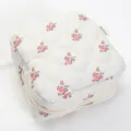 Portable quilted floral makeup bag with zipper, perfect travel cosmetic storage pouch. - Camellia Small Square Cosmetic Bag