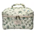 Borsa cosmetica trapuntata a fiori con manico e cerniera per uso quotidiano in viaggio. - Borsa per Trucchi Trapuntata Fiore di Zucca Grande